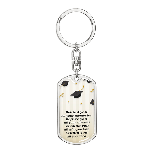 Graphic Dog Tag Keychain - Graduation Day