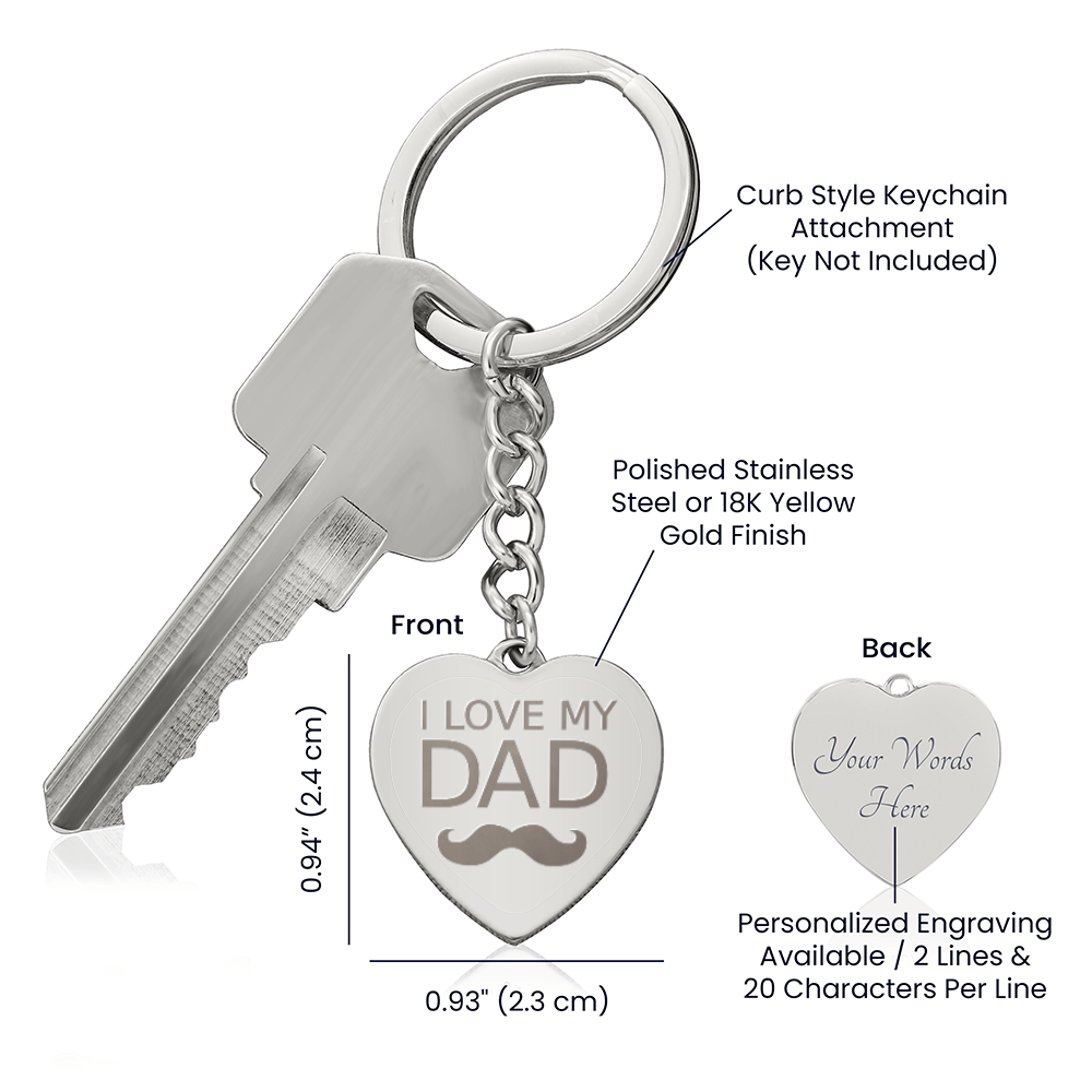 Engraved Heart Keychain - Father's Day