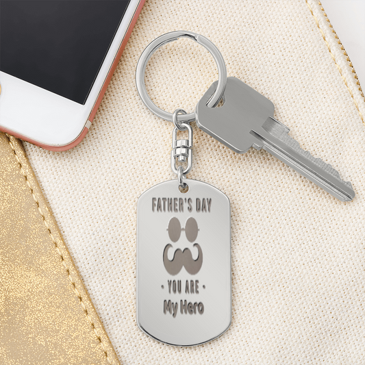Engraved Dog Tag Keychain - Father's Day