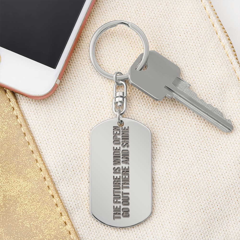 Engraved Dog Tag Keychain - Graduation Day