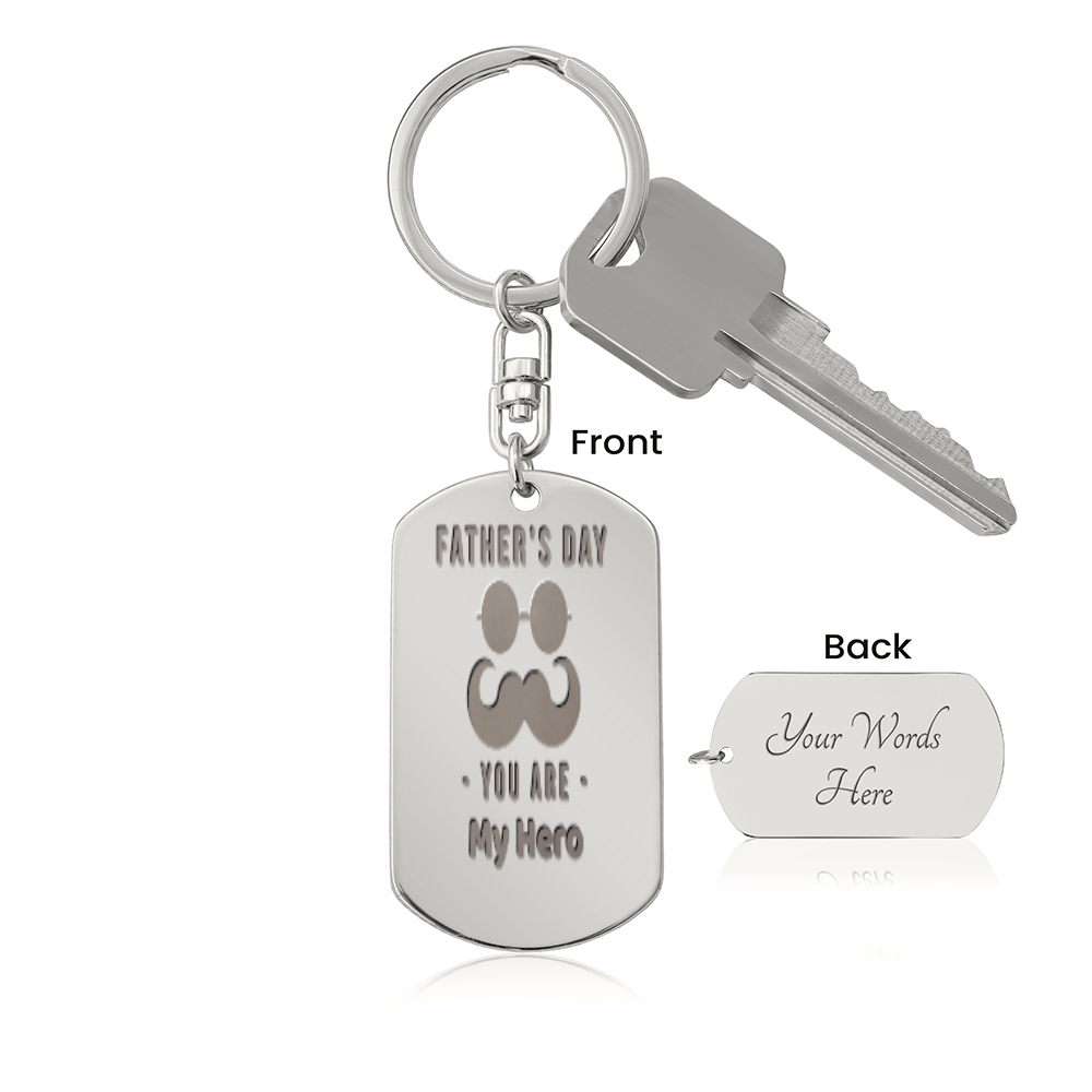 Engraved Dog Tag Keychain - Father's Day