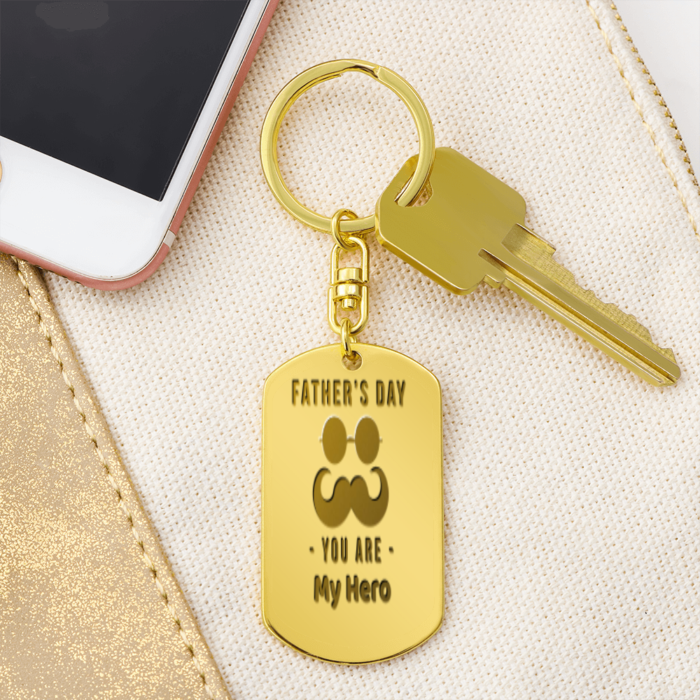 Engraved Dog Tag Keychain - Father's Day