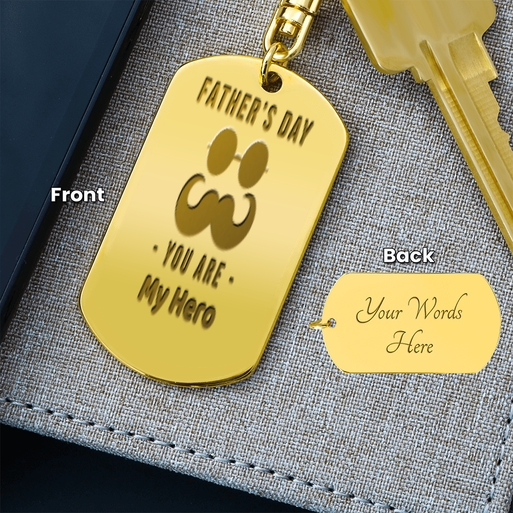 Engraved Dog Tag Keychain - Father's Day