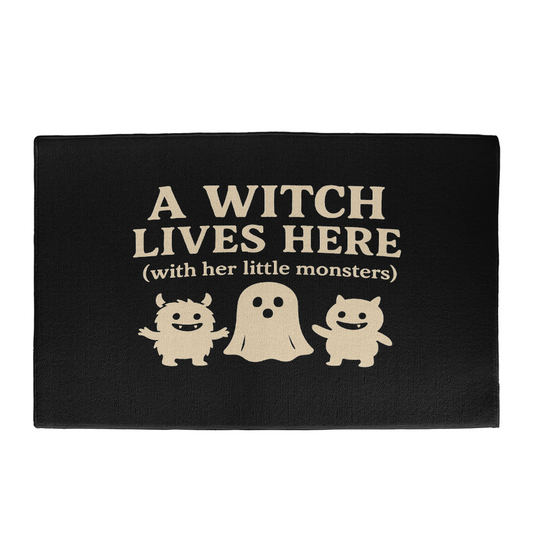 A Witch Lives Here Welcome Mat Halloween Edition