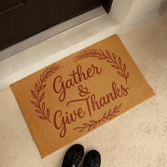 Gather & Give Thanks Welcome Mat Thanksgiving Edition