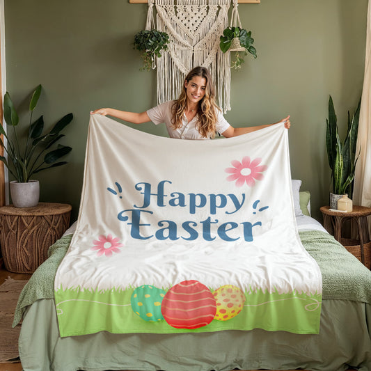 Happy Easter Coral Fleece Blanket