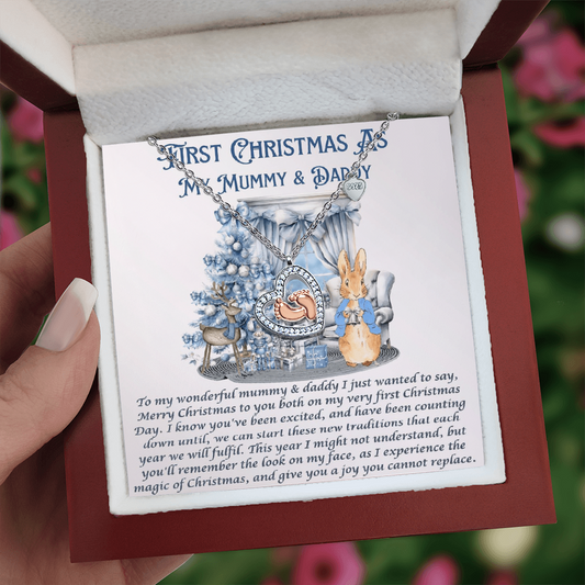 Our First Chrismas Baby Feet Heart Necklace