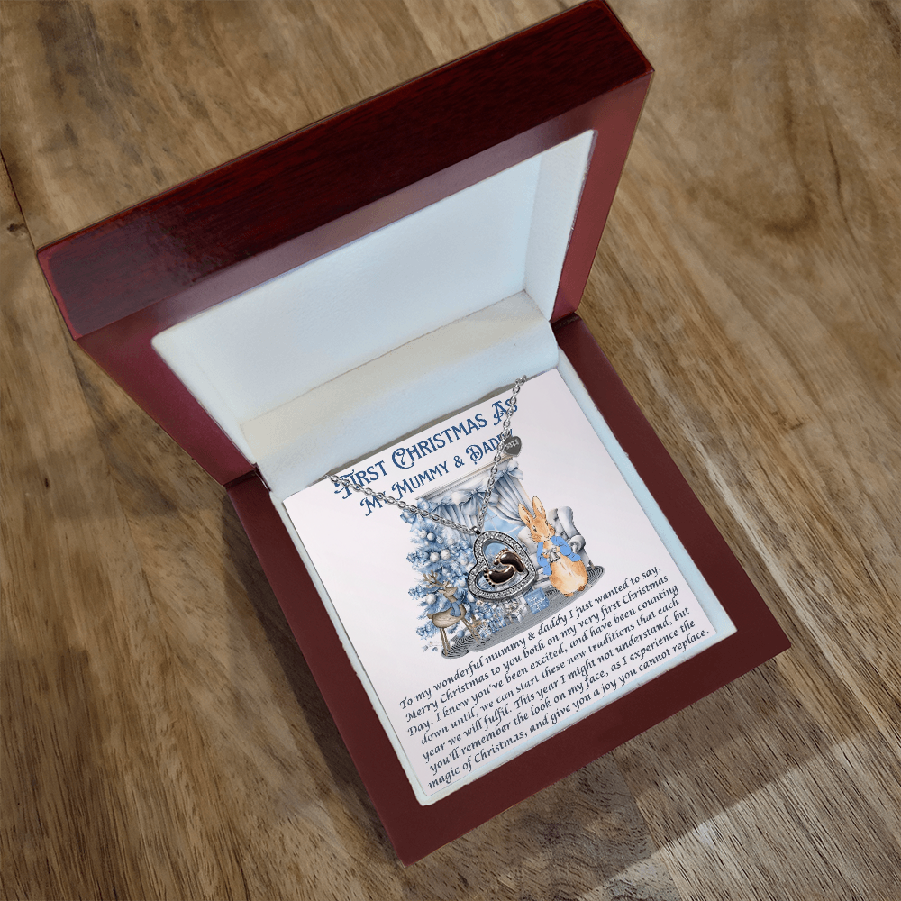 Our First Chrismas Baby Feet Heart Necklace