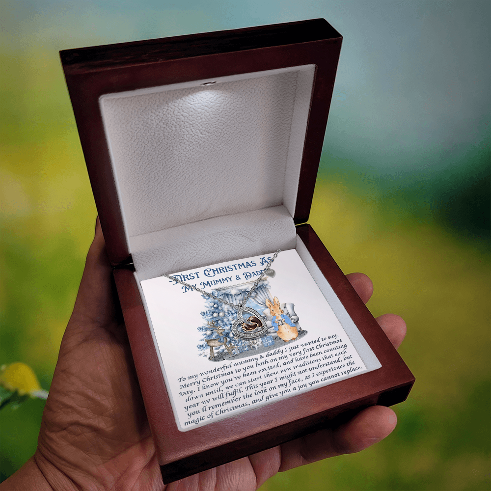 Our First Chrismas Baby Feet Heart Necklace